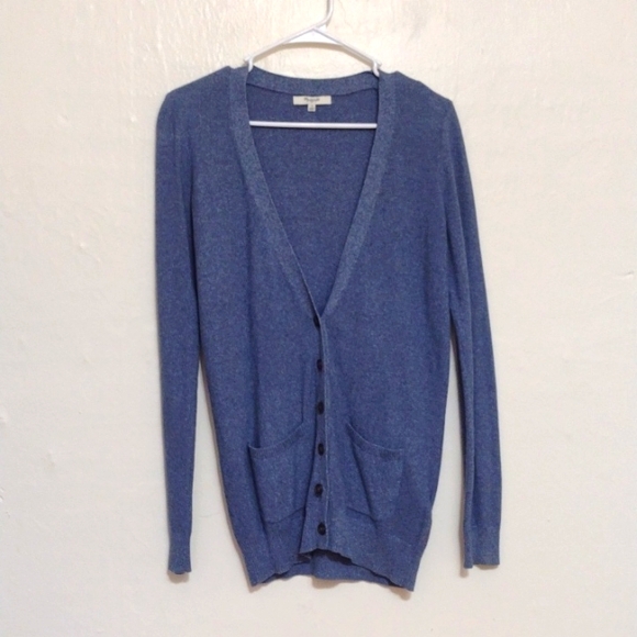 Madewell Light Blue V-neck Button Front Boyfriend Cardigan Sweater Size S - Picture 3 of 12